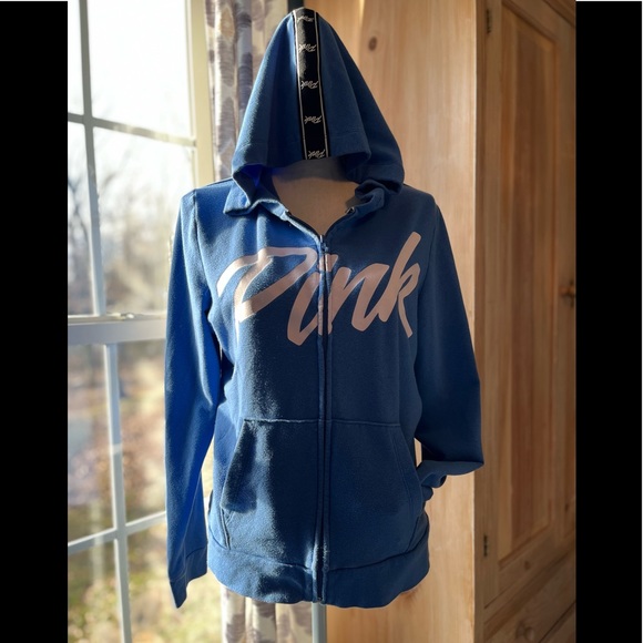 PINK Victoria's Secret Tops - EUC Pink Blue Vintage full zip with pockets